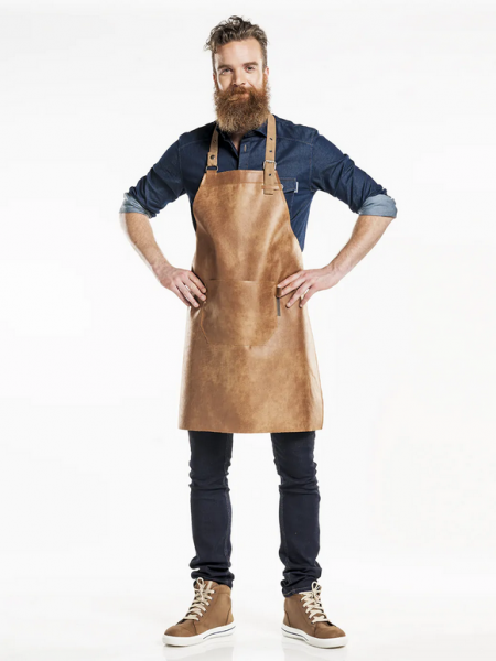 Bib Apron Regular Latzschürze Leder Bourbon Gold